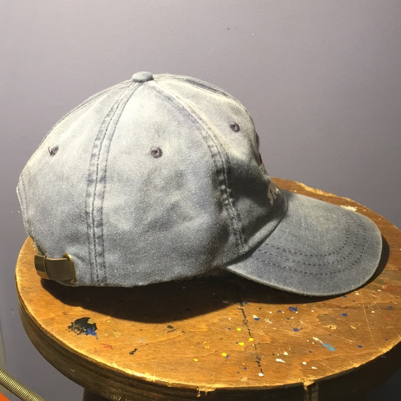 Skipper’s hat full 6 panel adjustable leather back strap boating cap faded blue - Picture 3 of 13